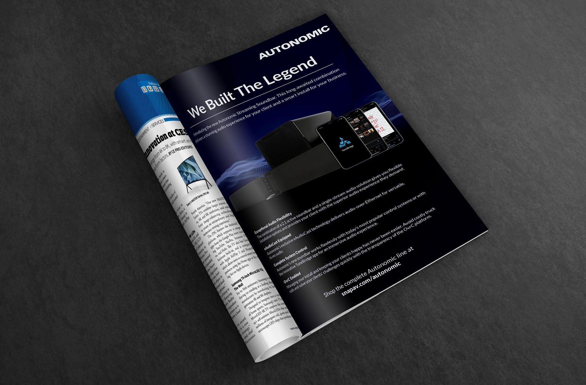 Autonomic print ad "We Built The Legend" shown in an open magazine