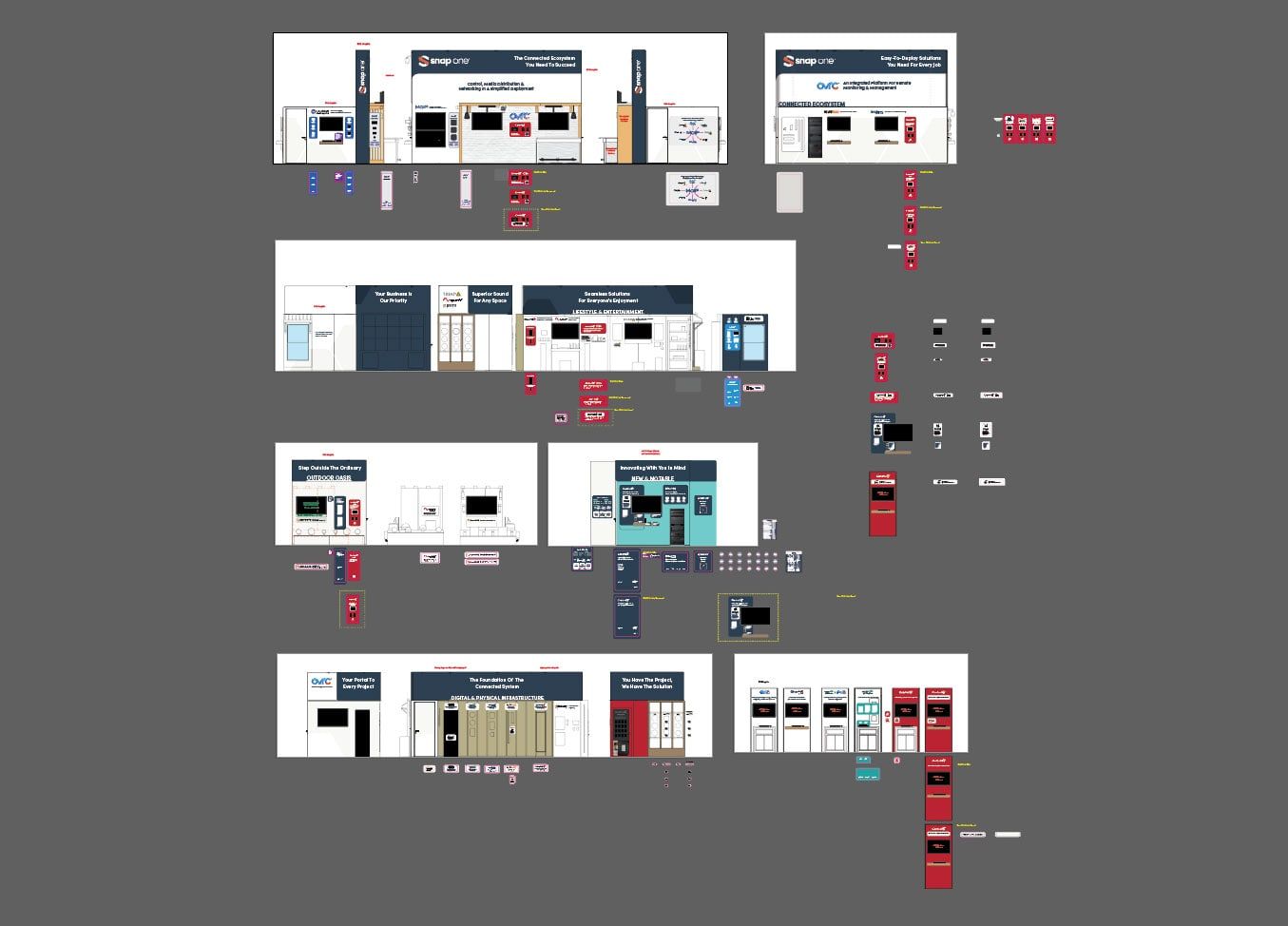 Elevation drawings for every wall of the CEDIA 2024 booth