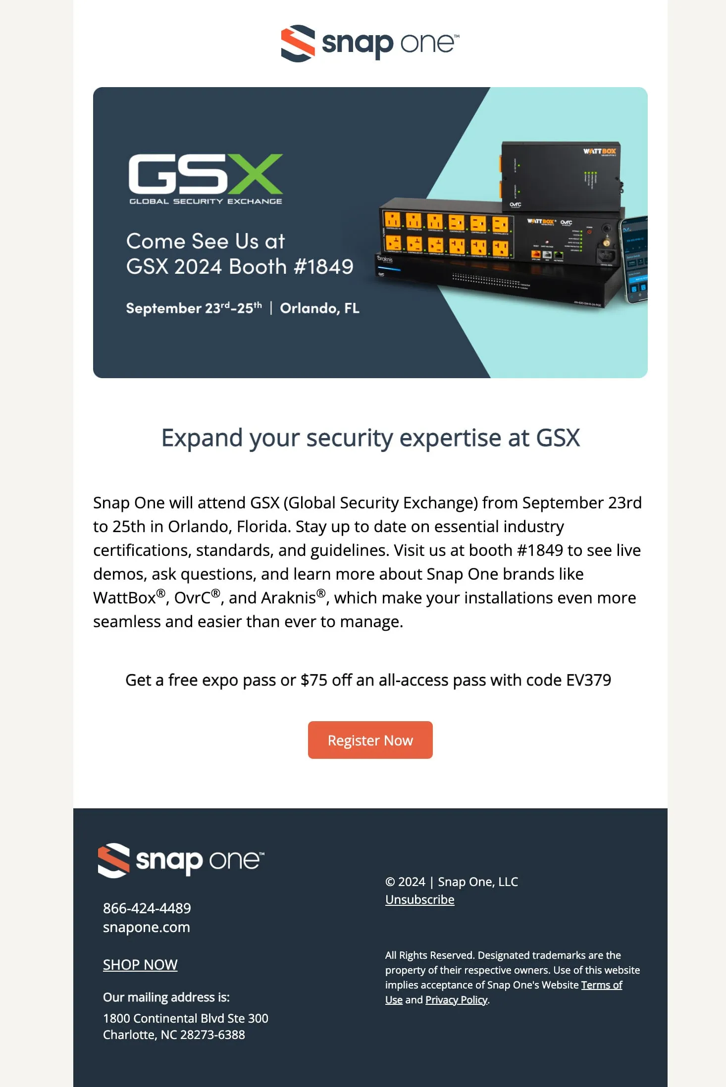 Event email: "Come see us at GSX" with booth details