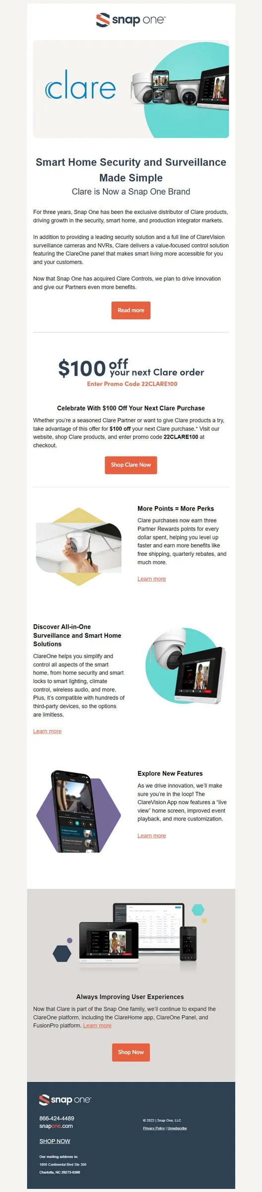 Product email with several feature blocks