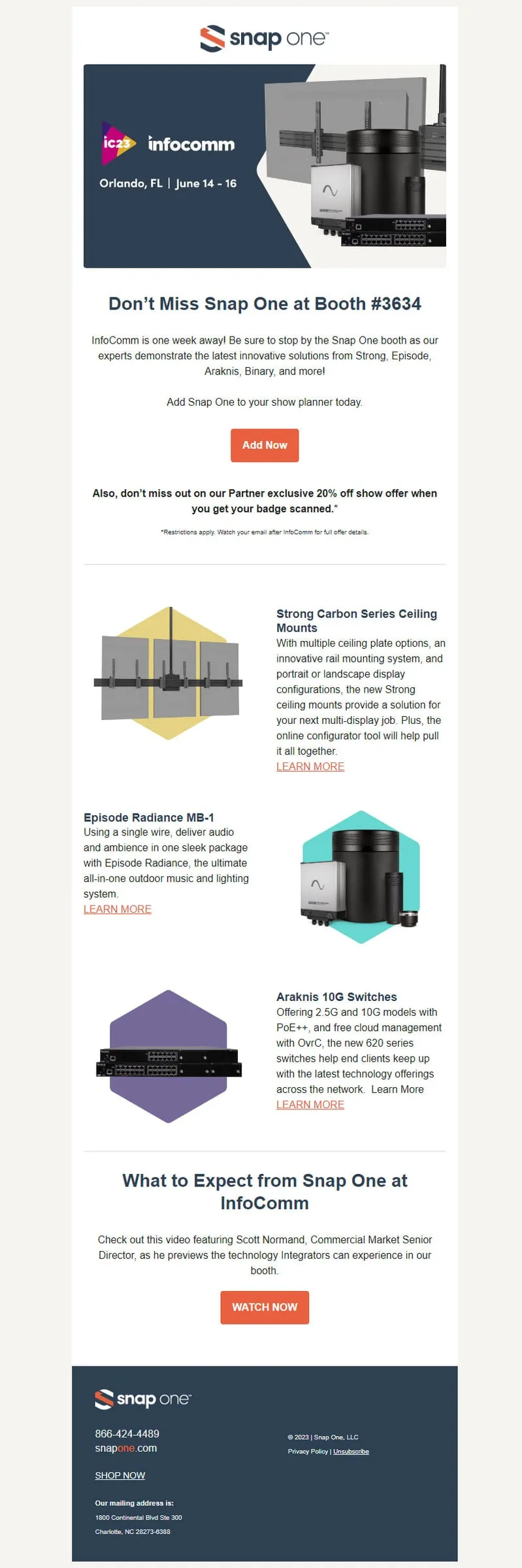 Snap One product announcement email with photos (2 of 3)