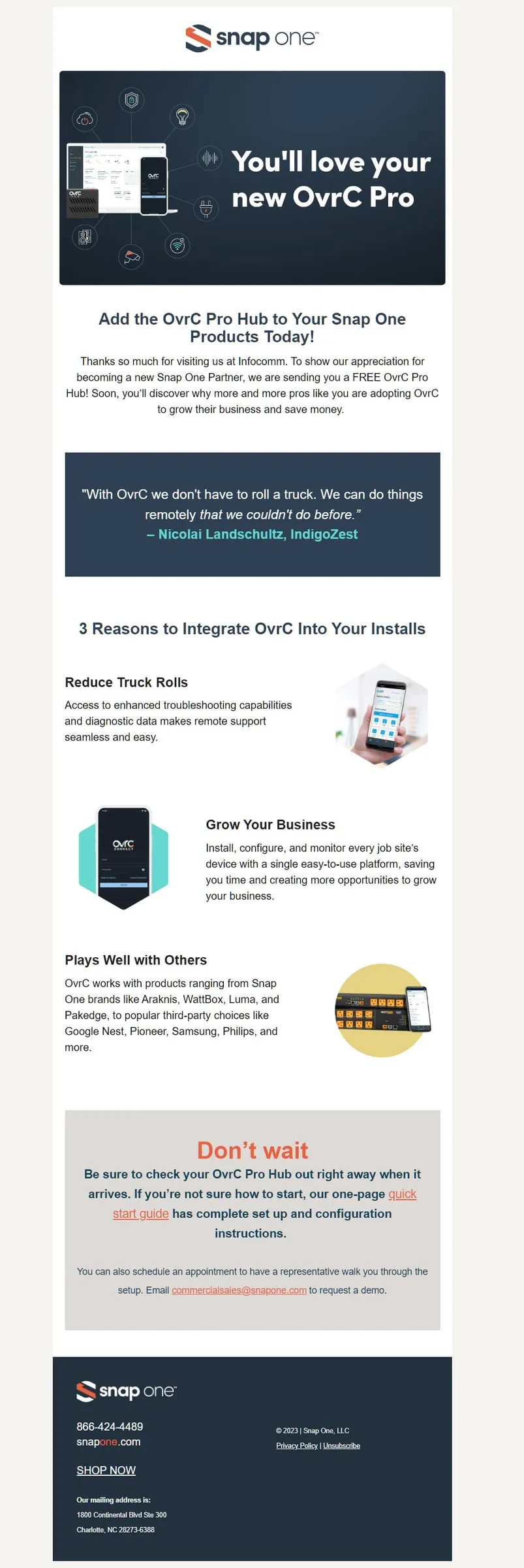 Snap One product announcement email with photos (3 of 3)