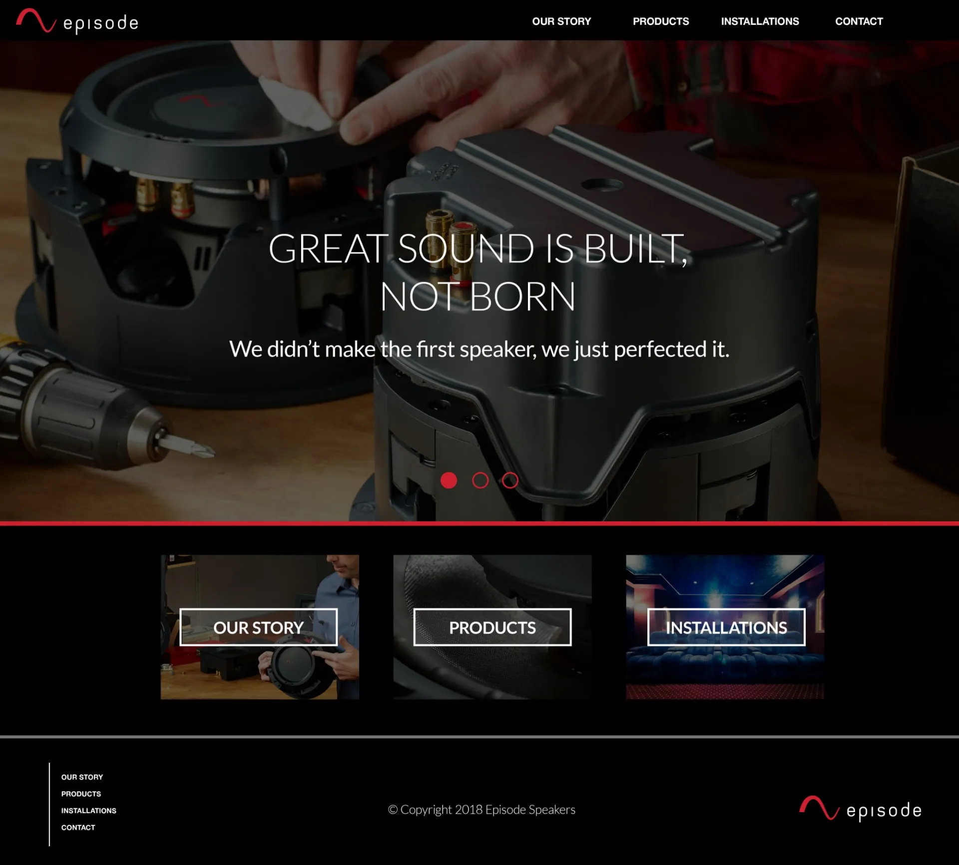 Microsite home page variation: "Great sound is built, not born"