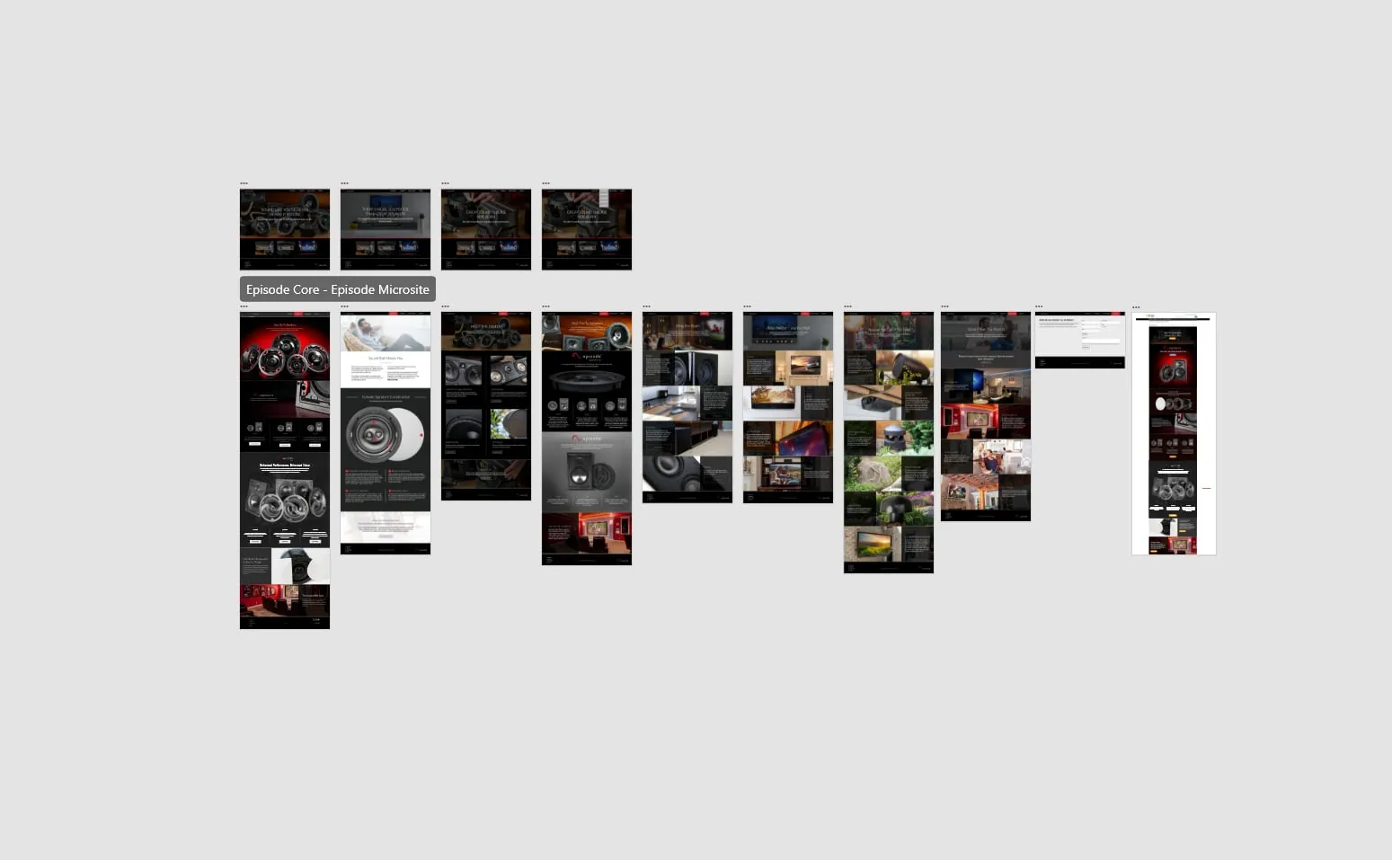 Overview of all microsite page designs