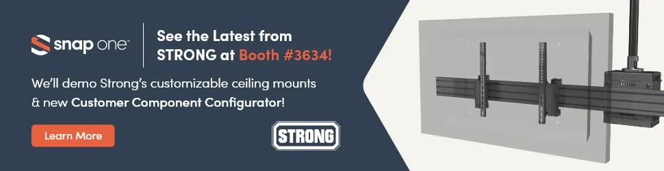 InfoComm 2023 web banner for Strong mounts with the customer component configurator