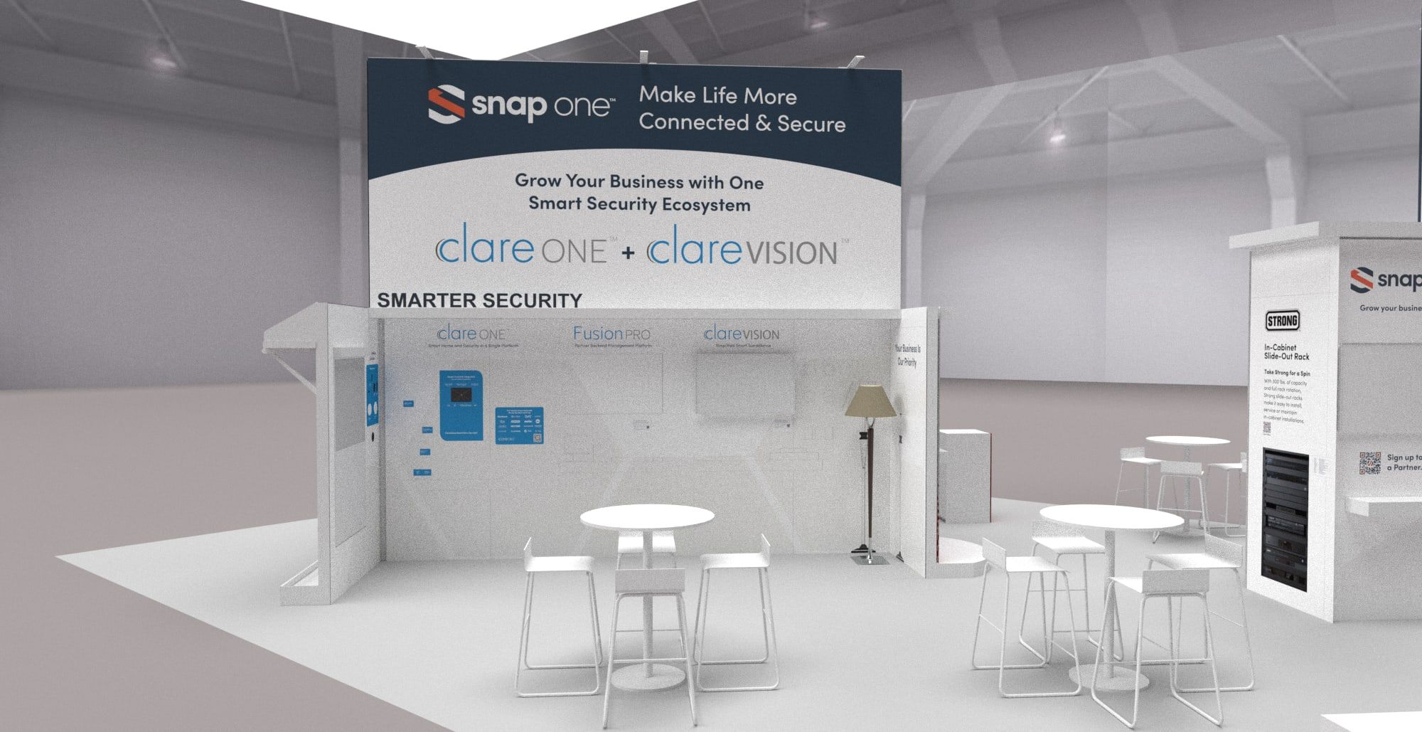 3D rendering of the ClareOne and ClareVision wall: "Smarter Security"