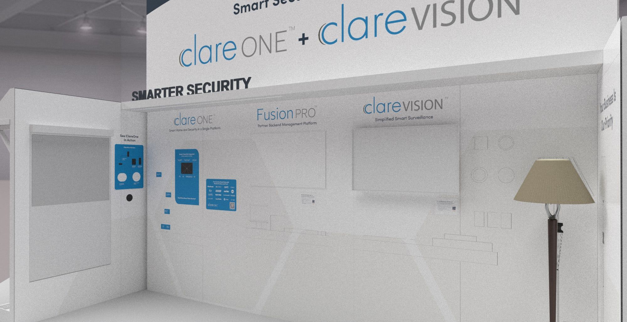 Close 3D rendering of the ClareVision wall