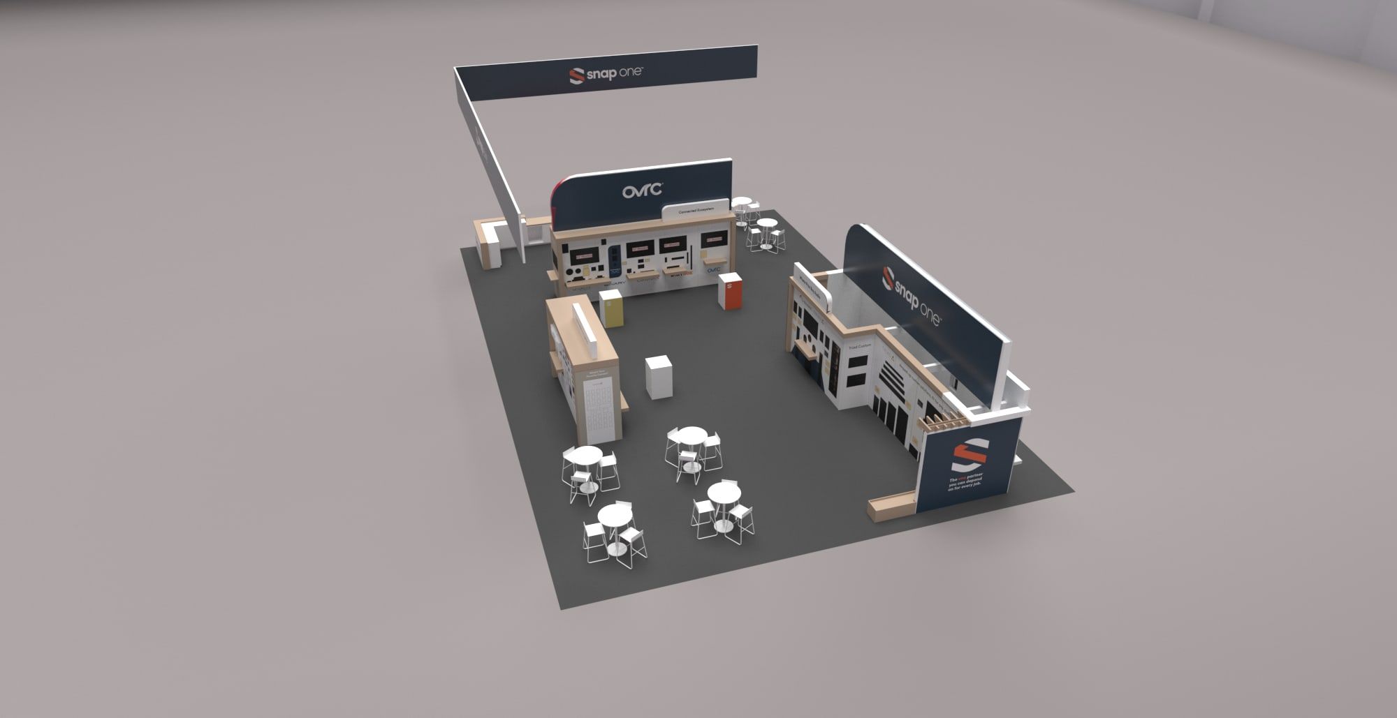 3D rendering of the ISE 2023 booth from above
