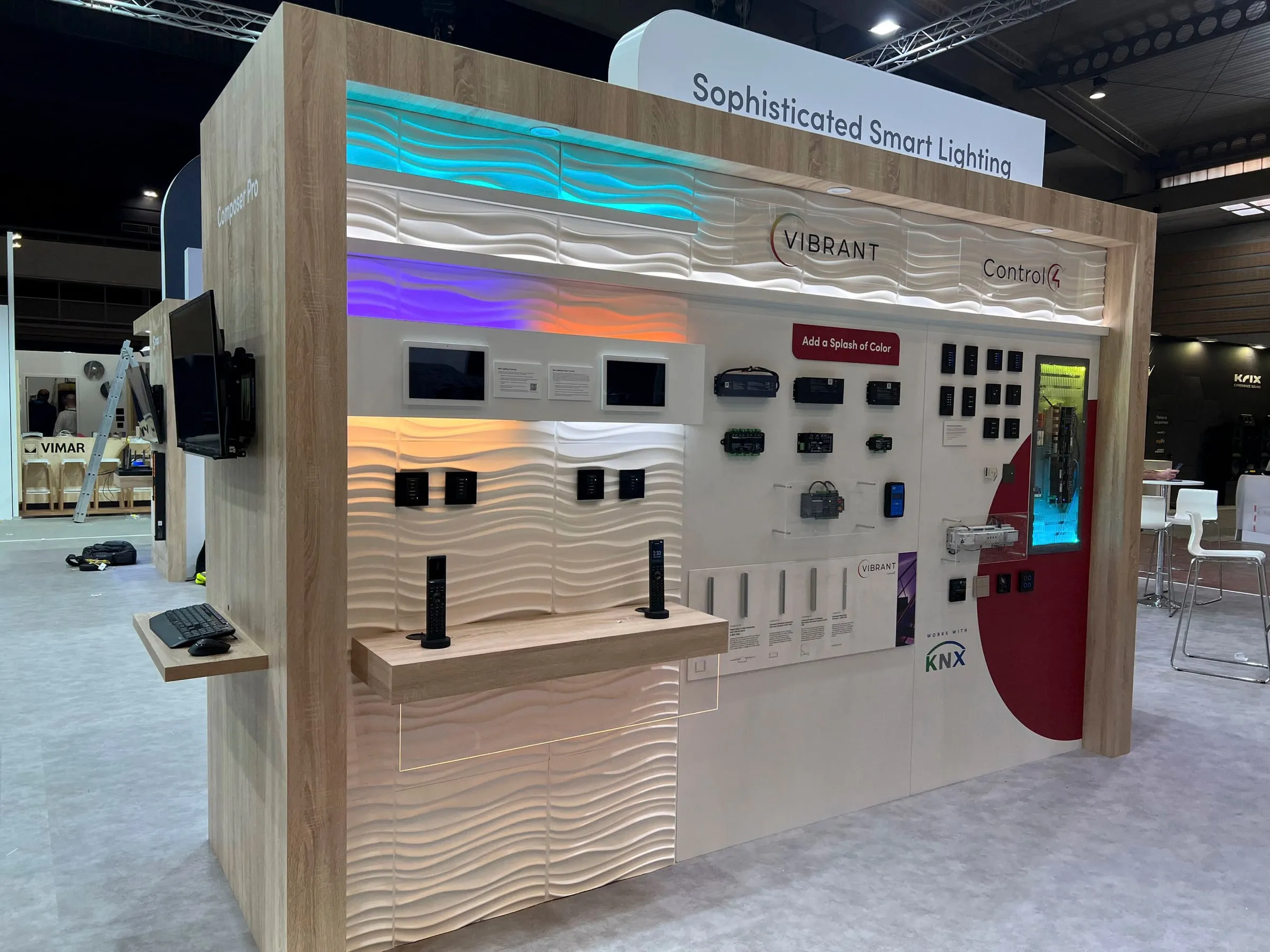 Vibrant "Sophisticated Smart Lighting" wall with lit panels