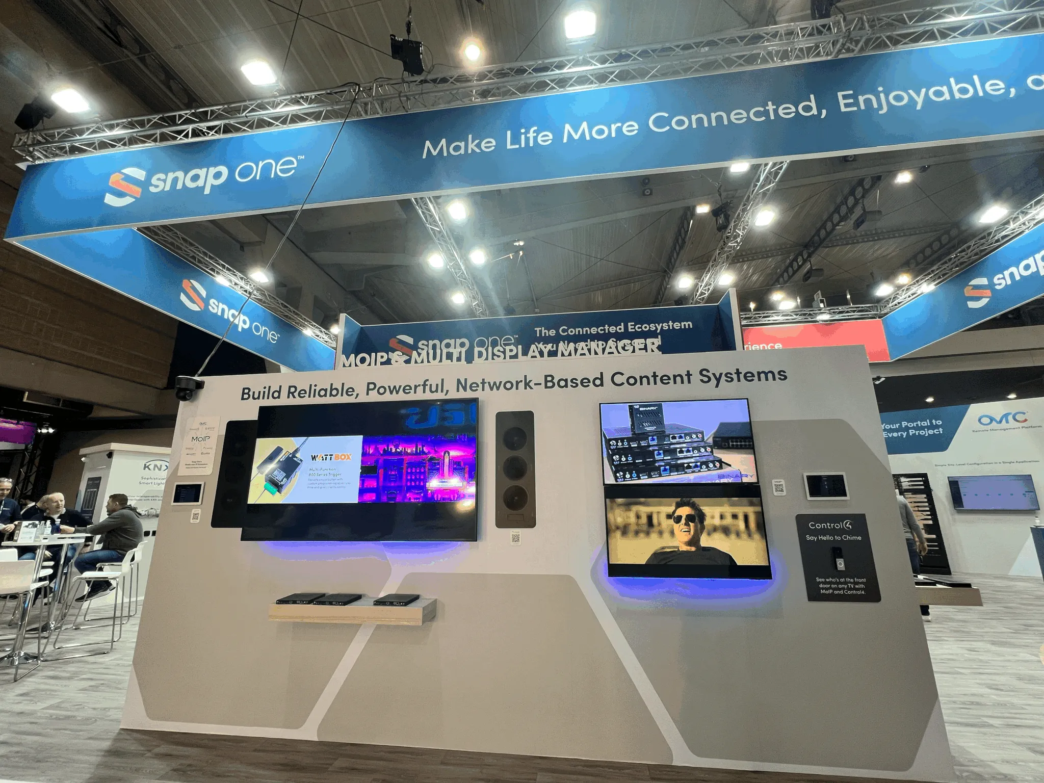 Network-based content systems wall with three screens