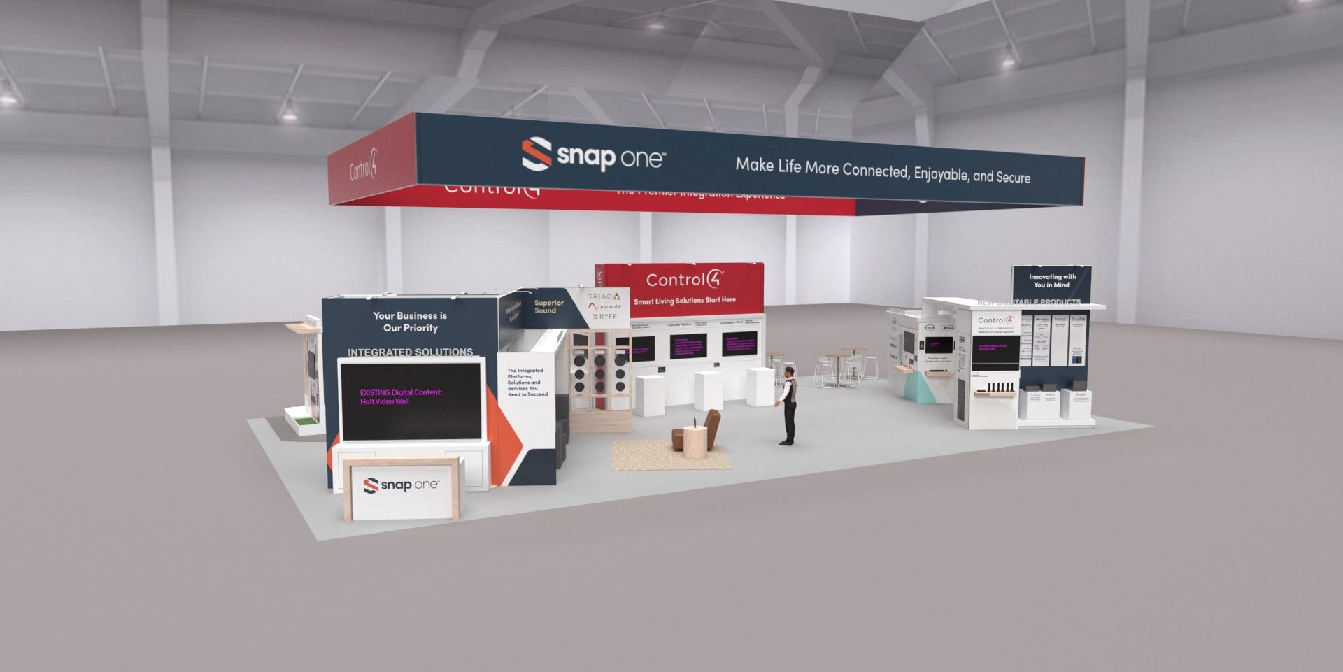 3D rendering of the ISE 2024 booth layout (1 of 3)