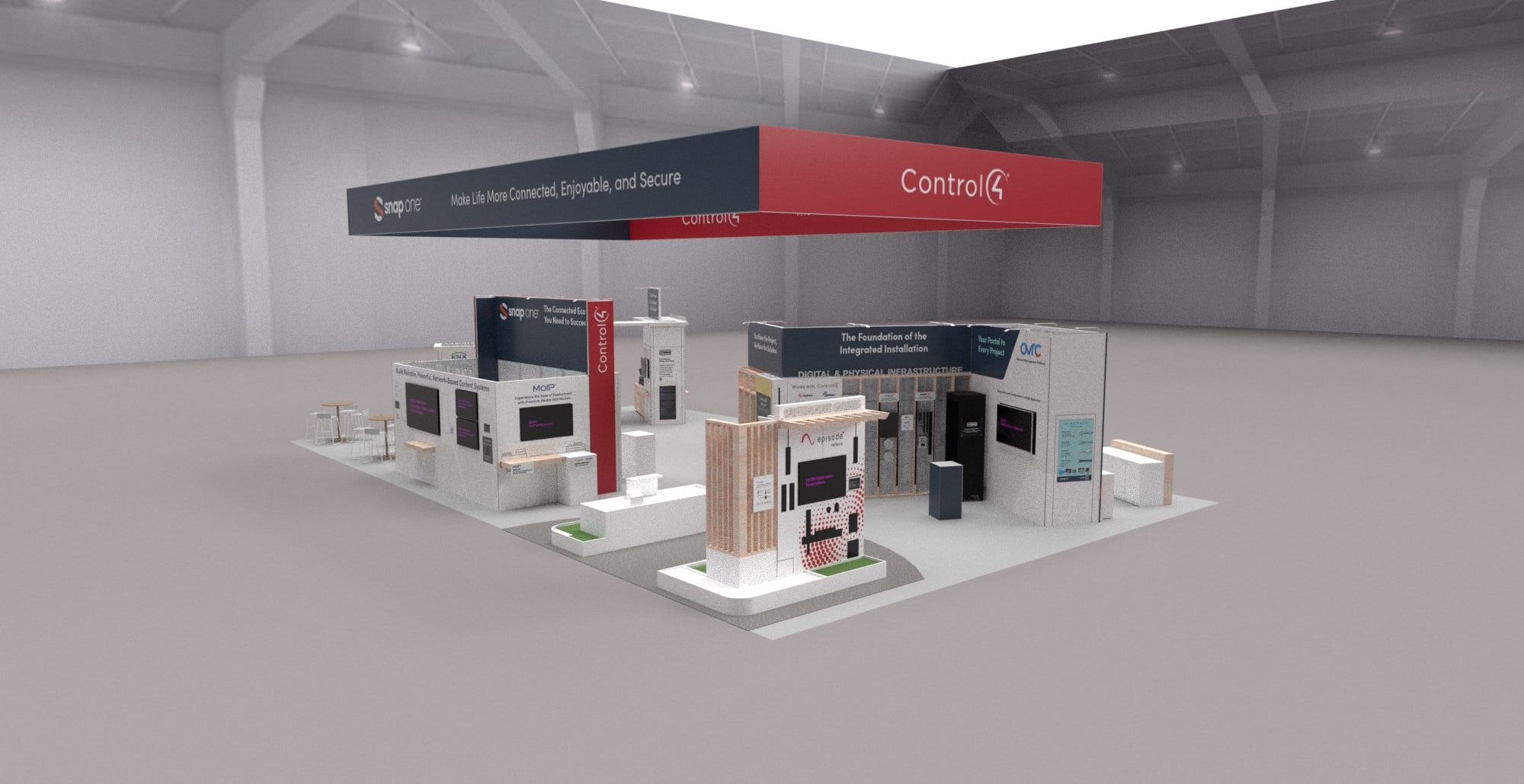 3D rendering of the ISE 2024 booth from a different angle (2 of 6)