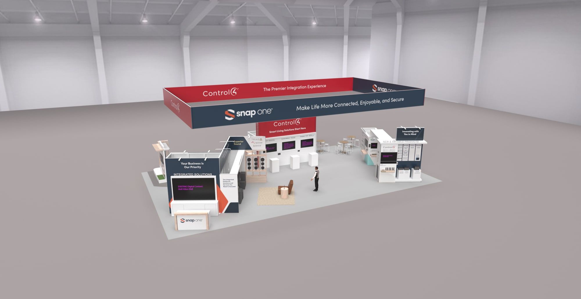 3D rendering of the ISE 2024 booth layout (1 of 2)