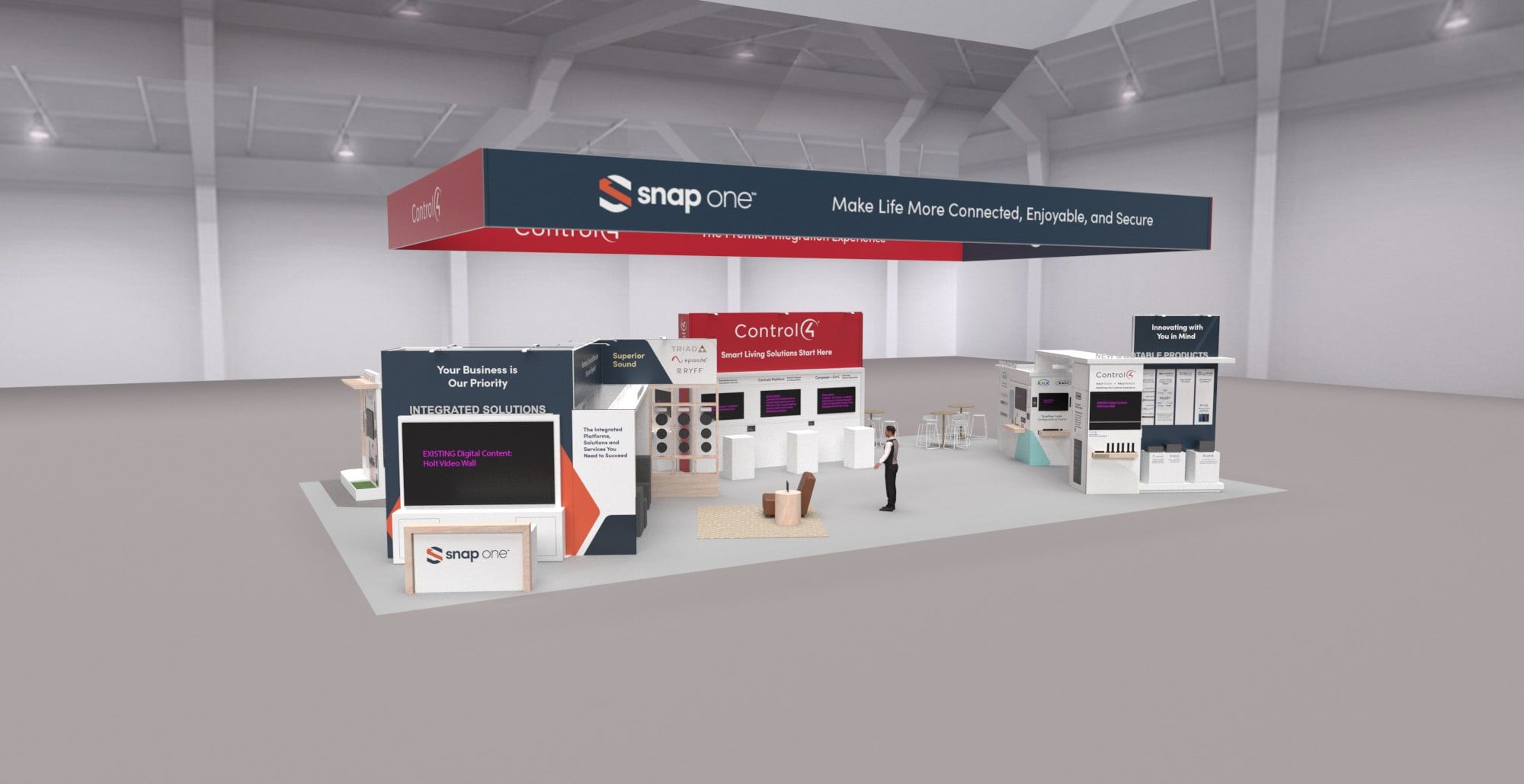 3D rendering of the ISE 2024 booth layout (2 of 2)