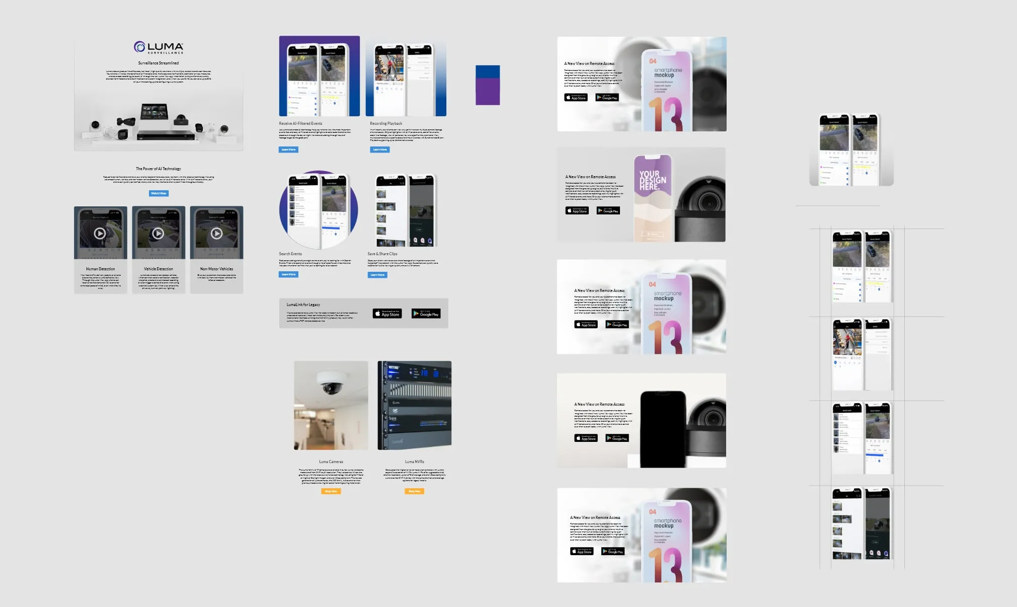 High-fidelity design exploration board for the Luma pages