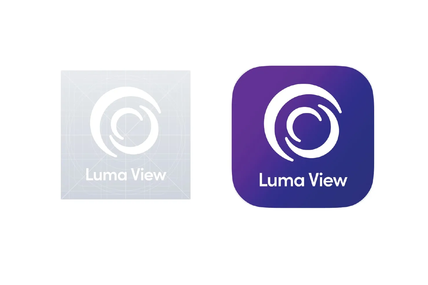 Old gray Luma View icon beside the new purple gradient icon