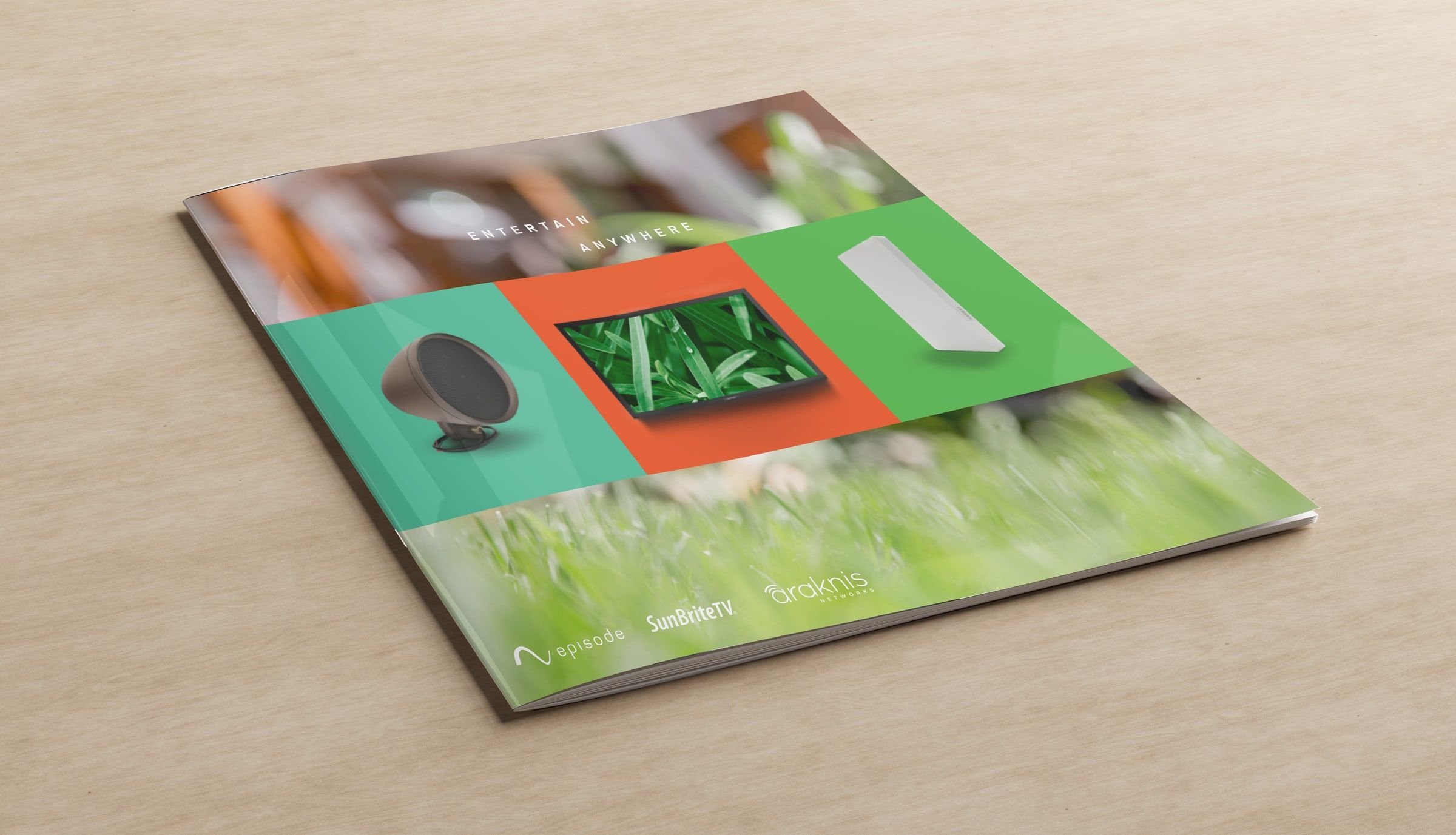 Outdoor Solutions brochure cover on a table