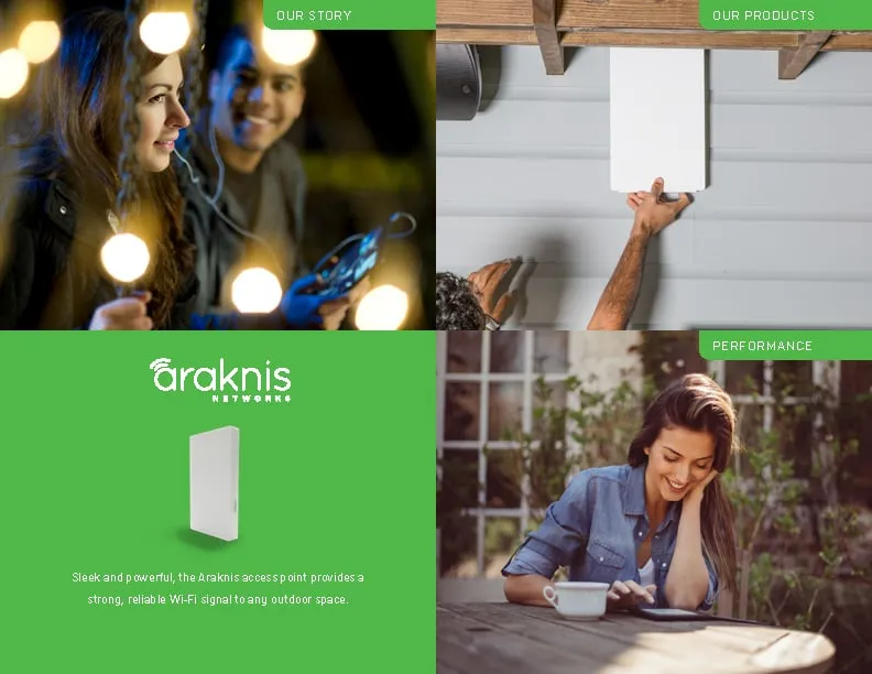 Brochure spread on Araknis outdoor networking