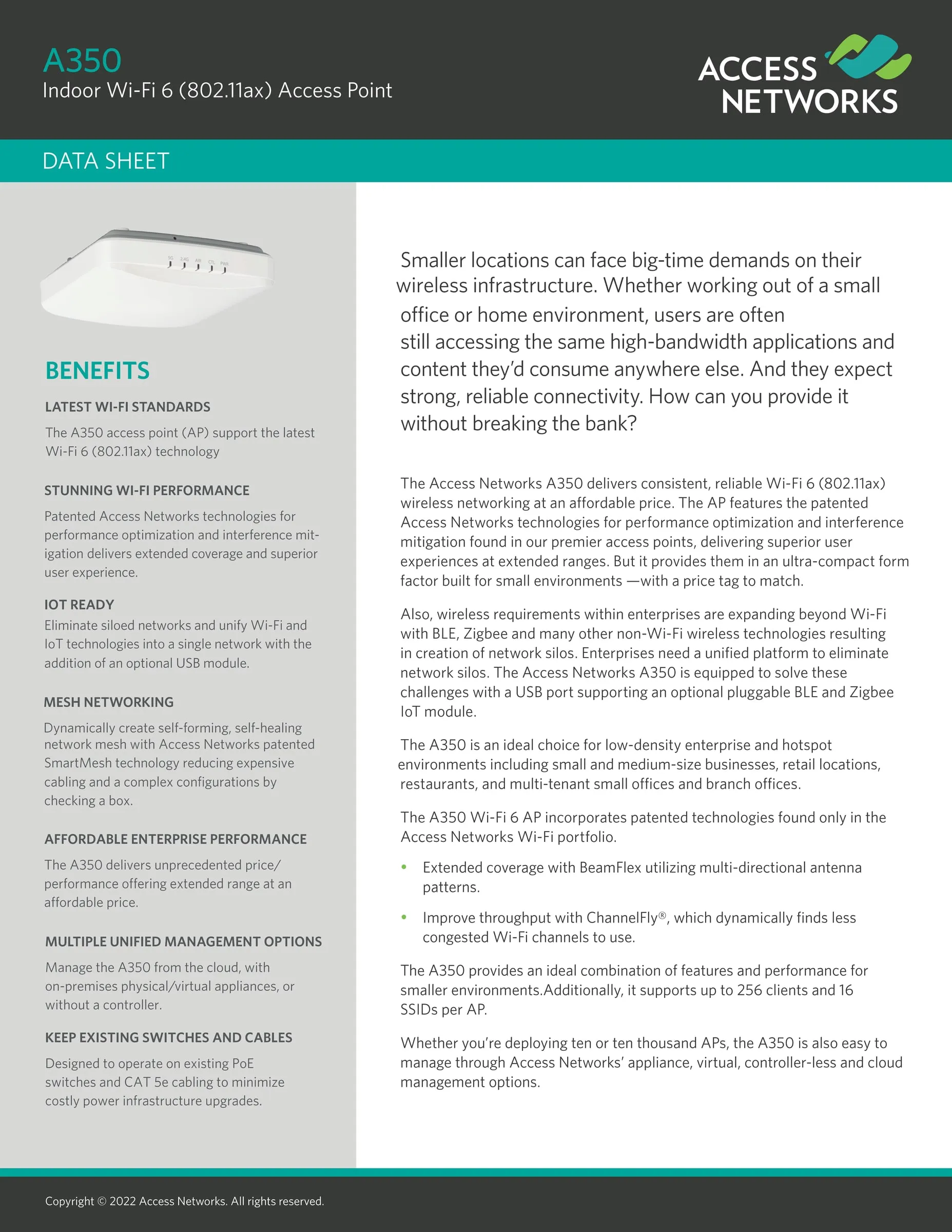 Access Networks data sheet, first page