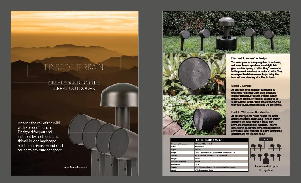 Episode acoustic panel cut sheet: "Control Sound Like Never Before"