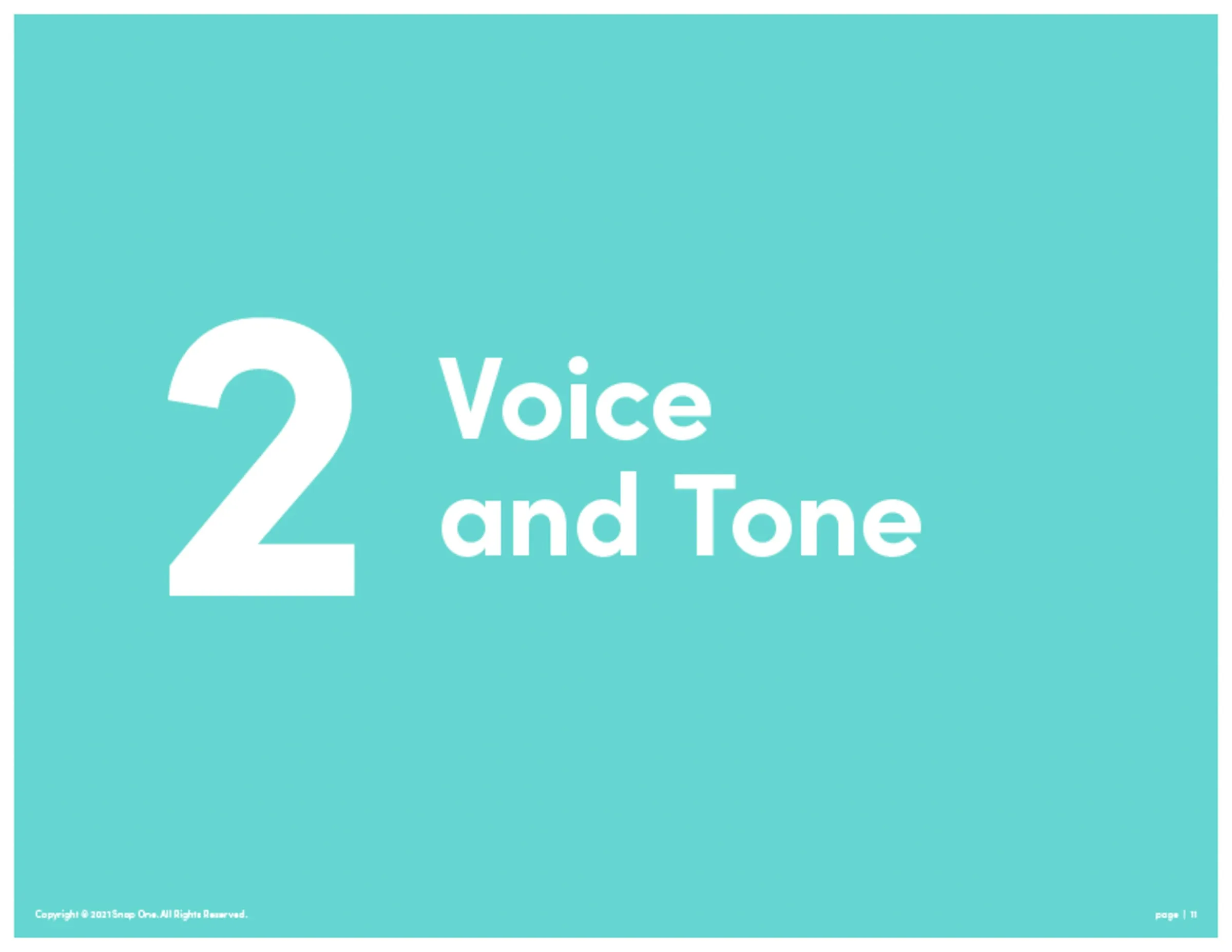 Brand book section divider: 2, Voice and Tone