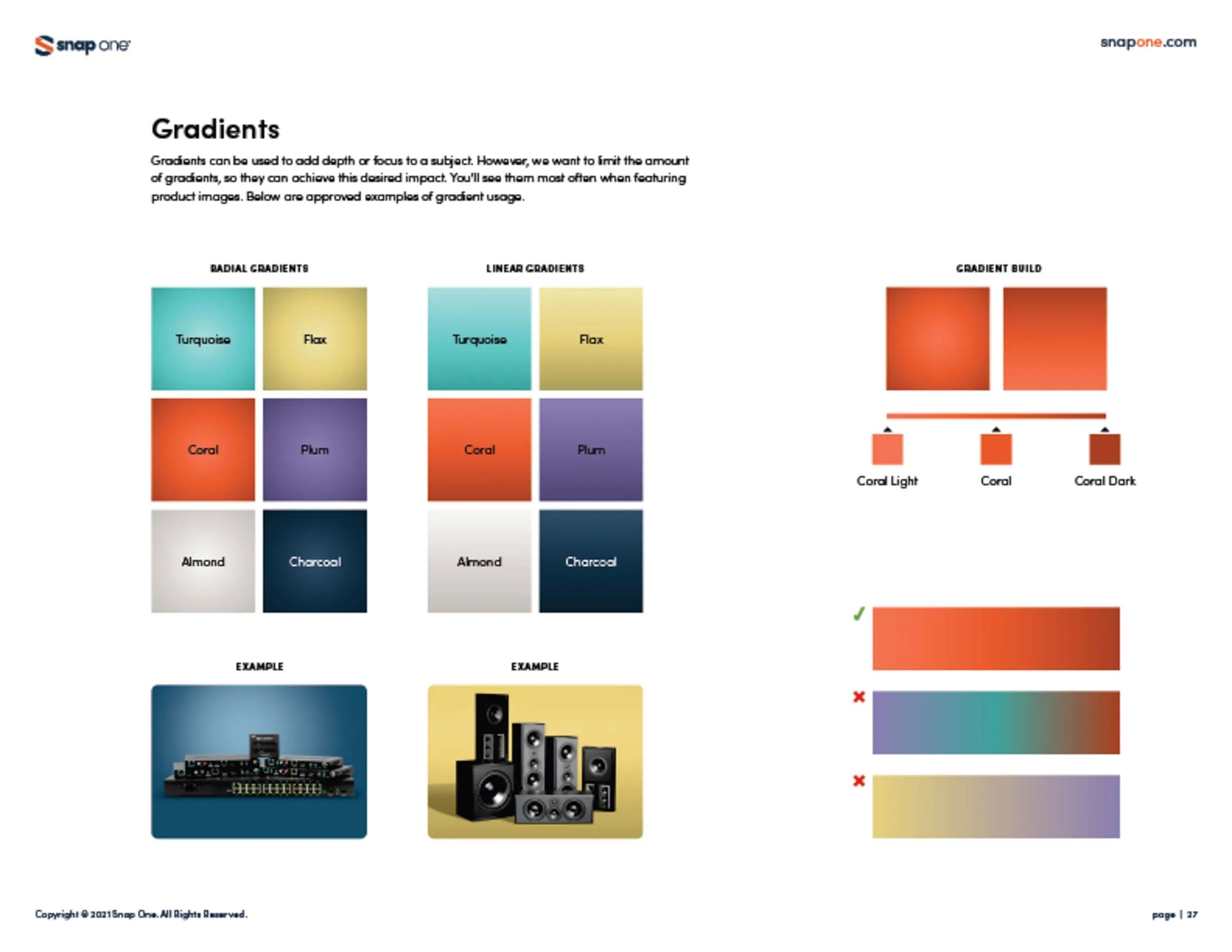 Brand book page showing approved gradients