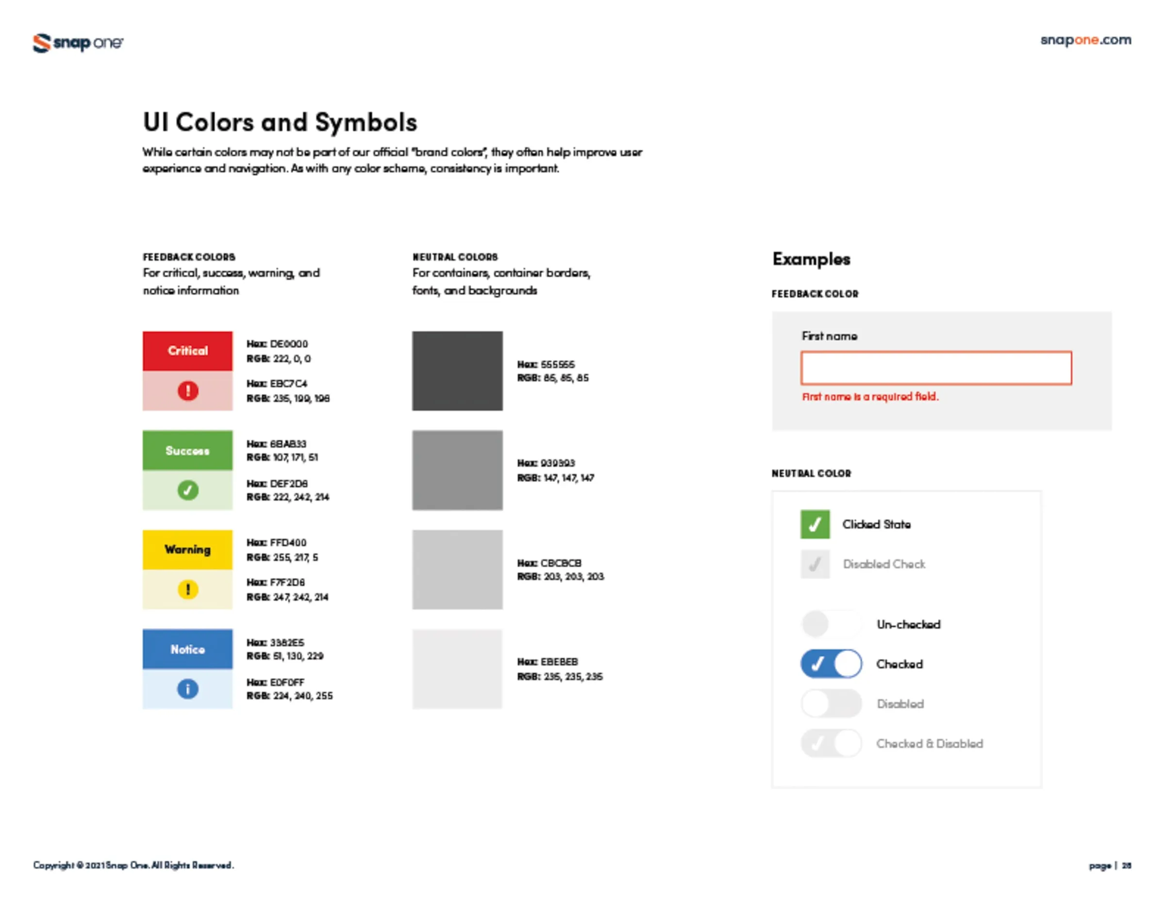 Brand book page with UI colors and symbols