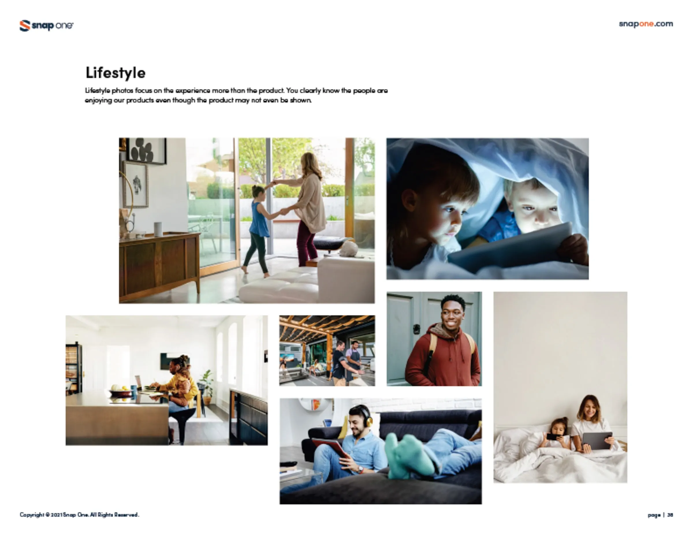 Brand book page of lifestyle photography examples