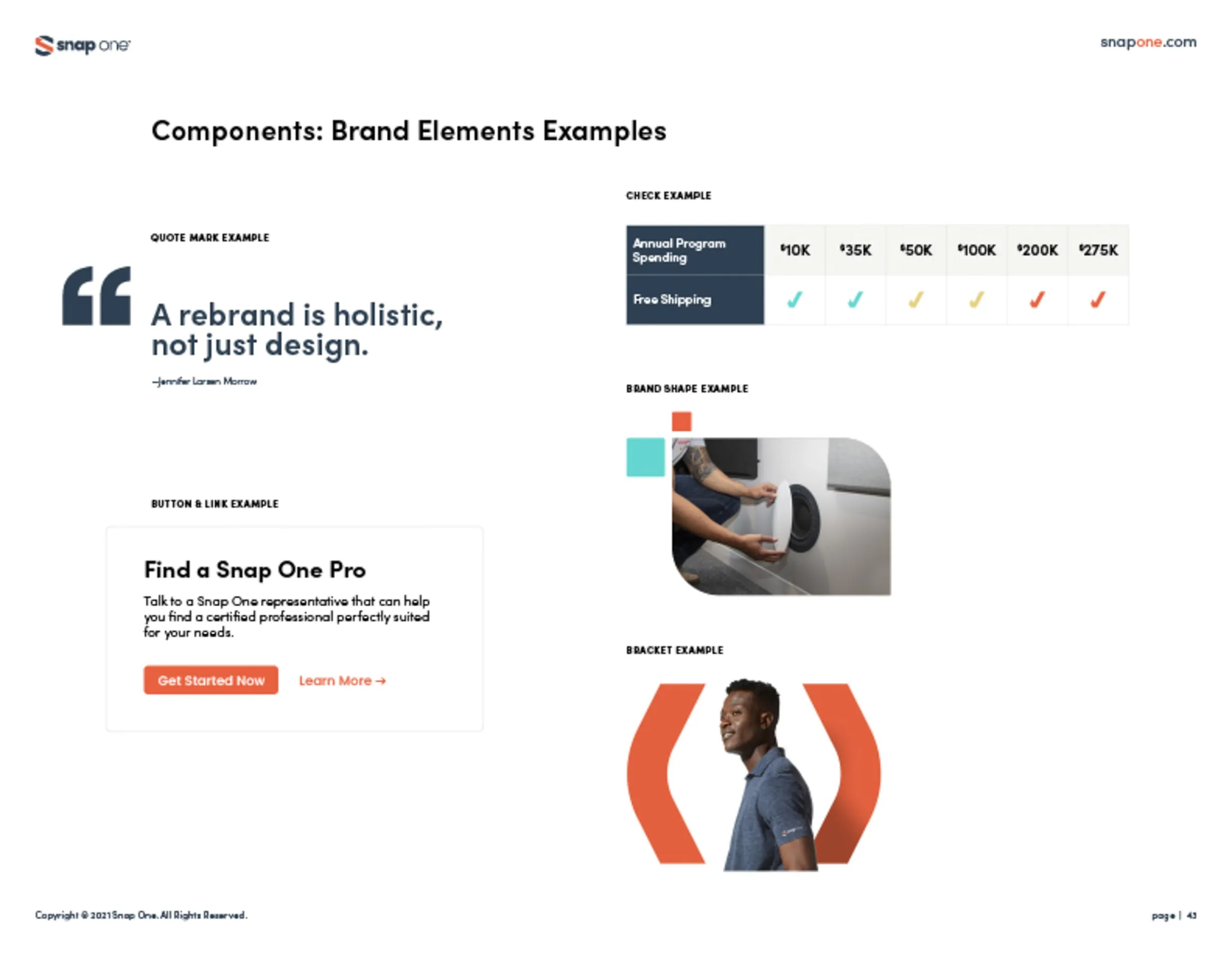 Brand book page showing brand elements used in layouts