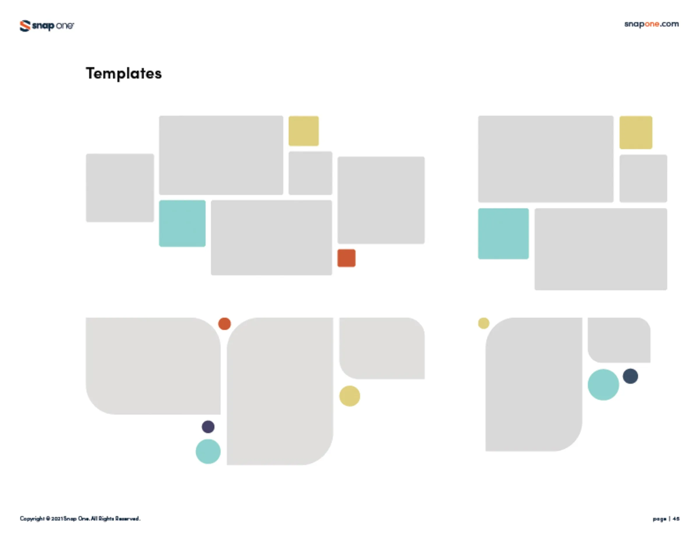 Brand book page of layout templates with rounded shapes