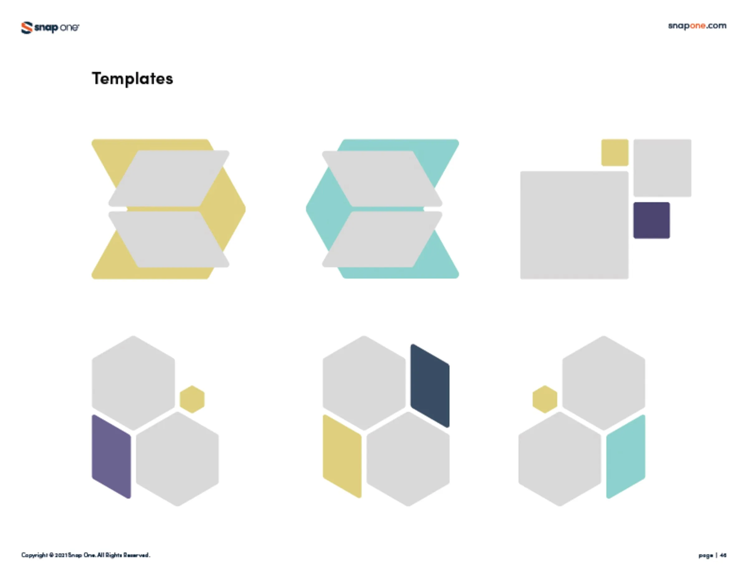 Brand book page of hexagon and chevron layout templates