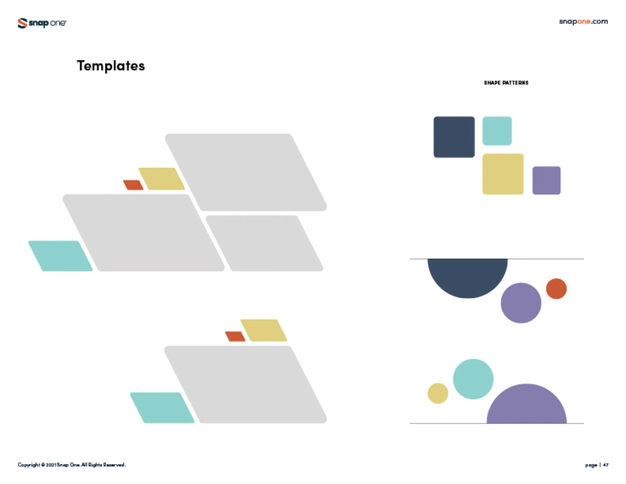 Brand book page of parallelogram and circle layout templates