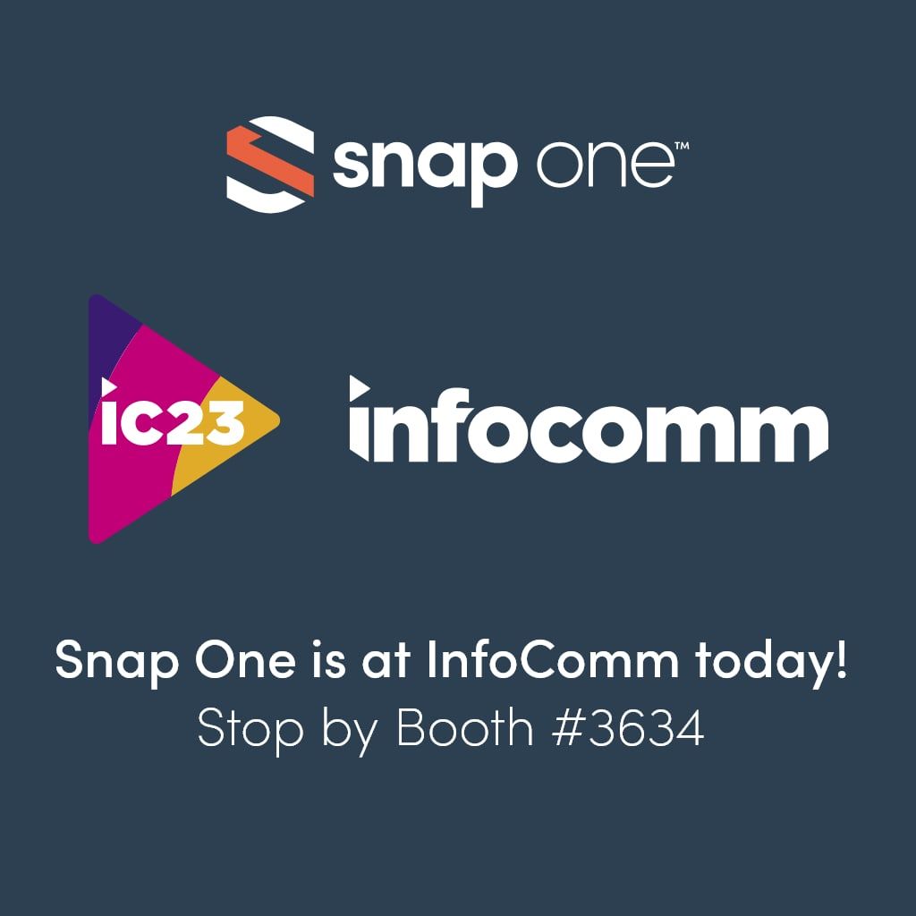 Square InfoComm 2023 social post: "Snap One is at InfoComm today!"
