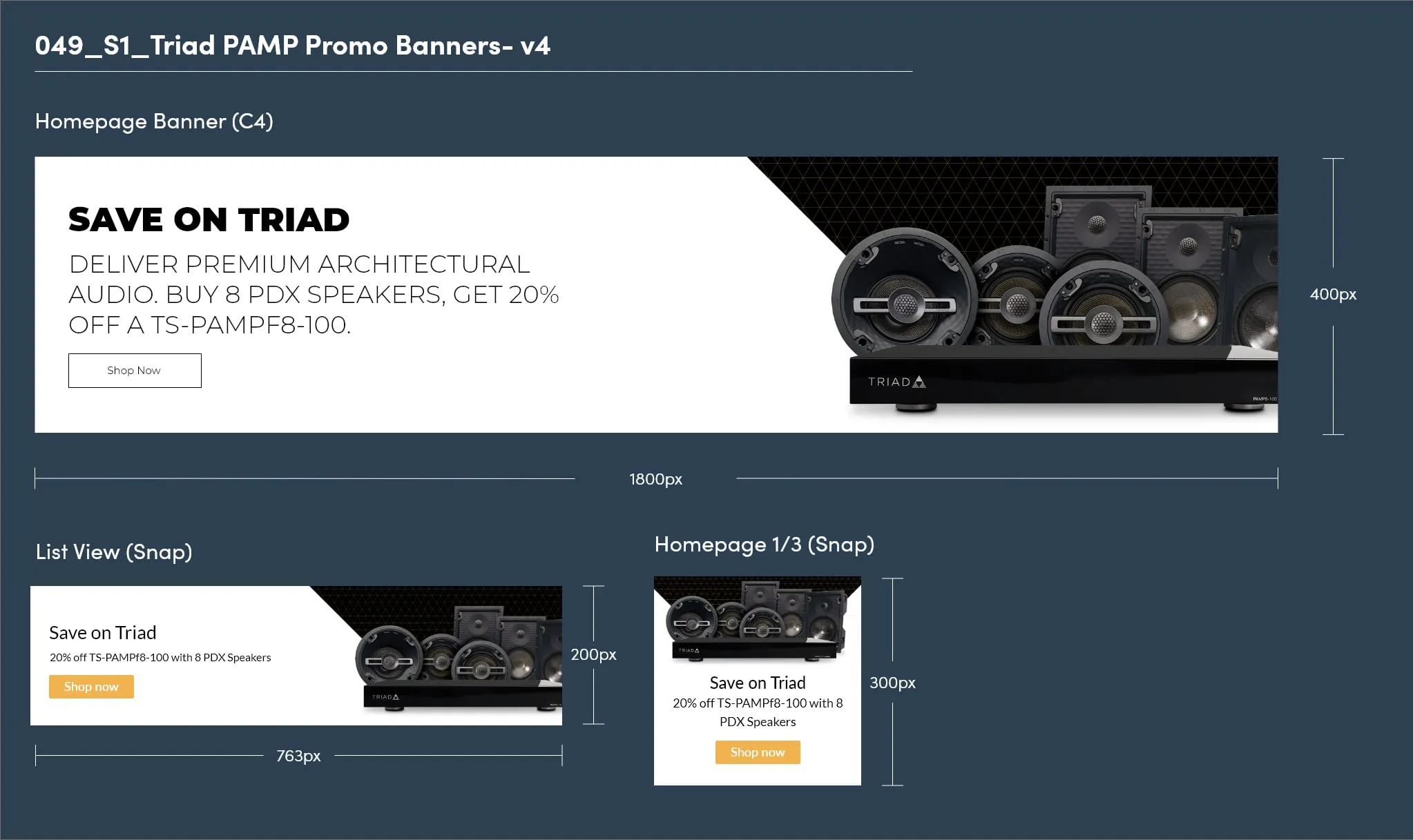Triad promo banner set: "Save on Triad" in homepage, list view, and sidebar sizes