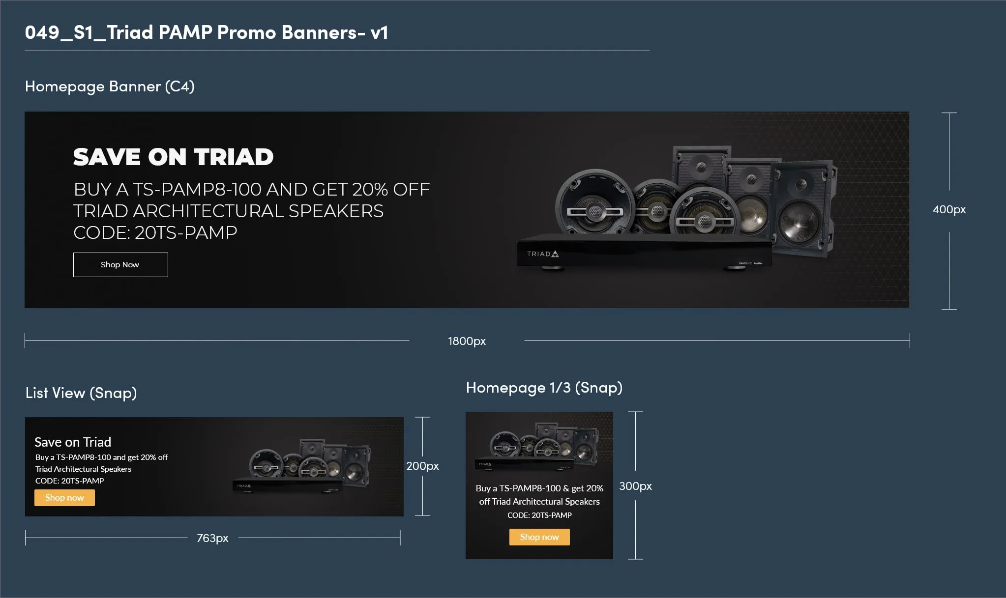 Triad promo banner set, dark version, in several sizes