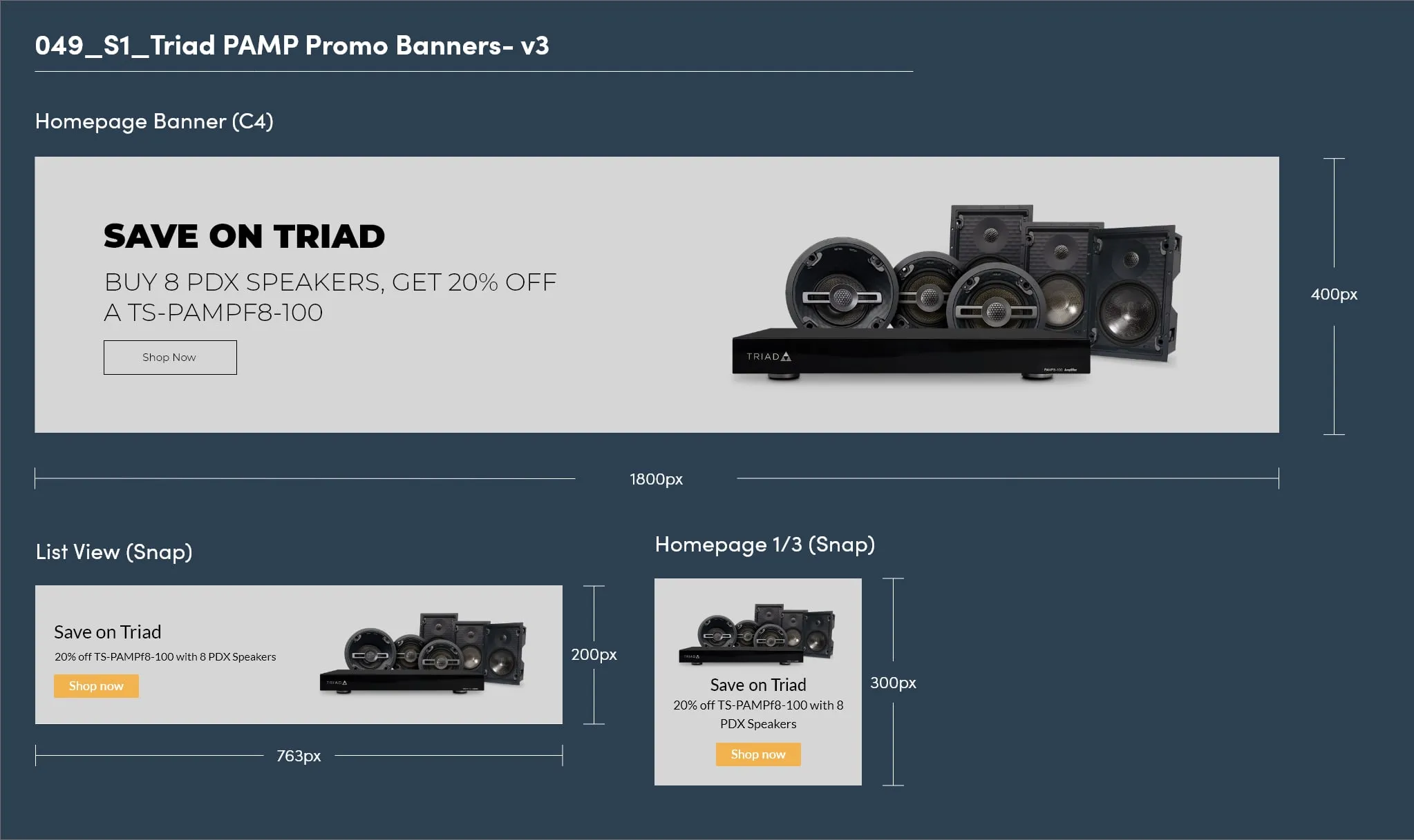 Triad promo banner set, light version, in several sizes